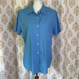 Eddie Bauer 100% Cotton ladies short sleeve blue top XL